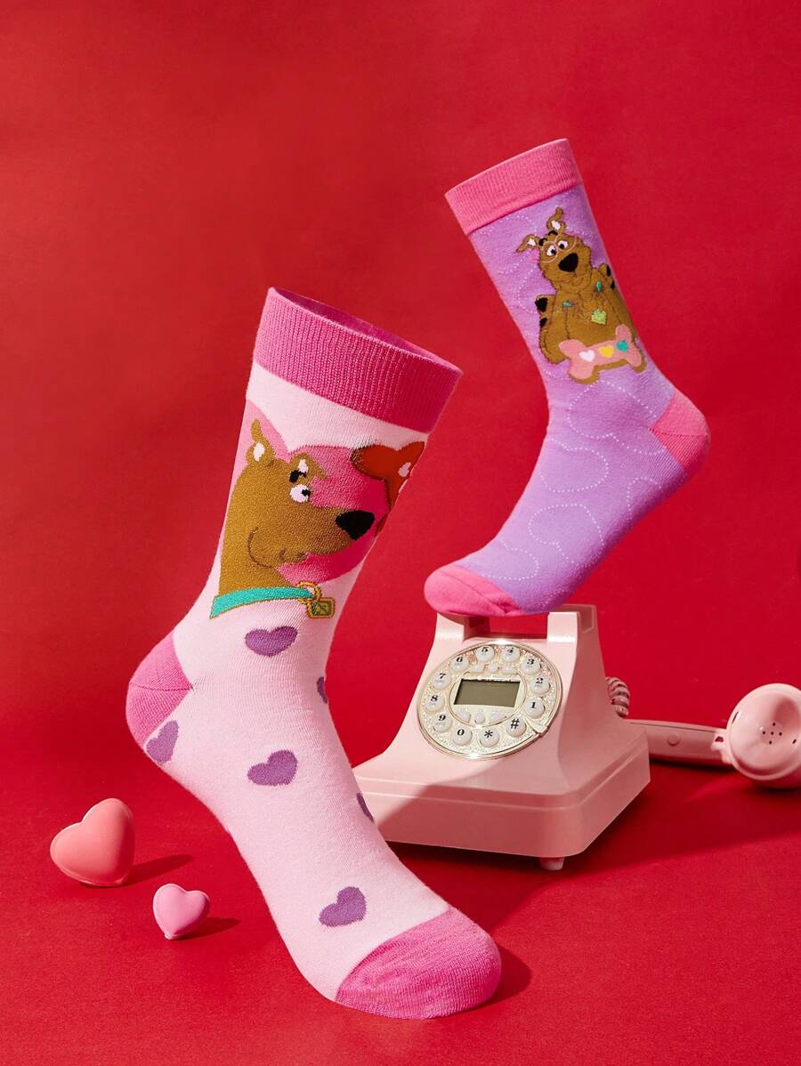 3 Pairs Soft & Breathable Cartoon Striped Mid-Calf Socks