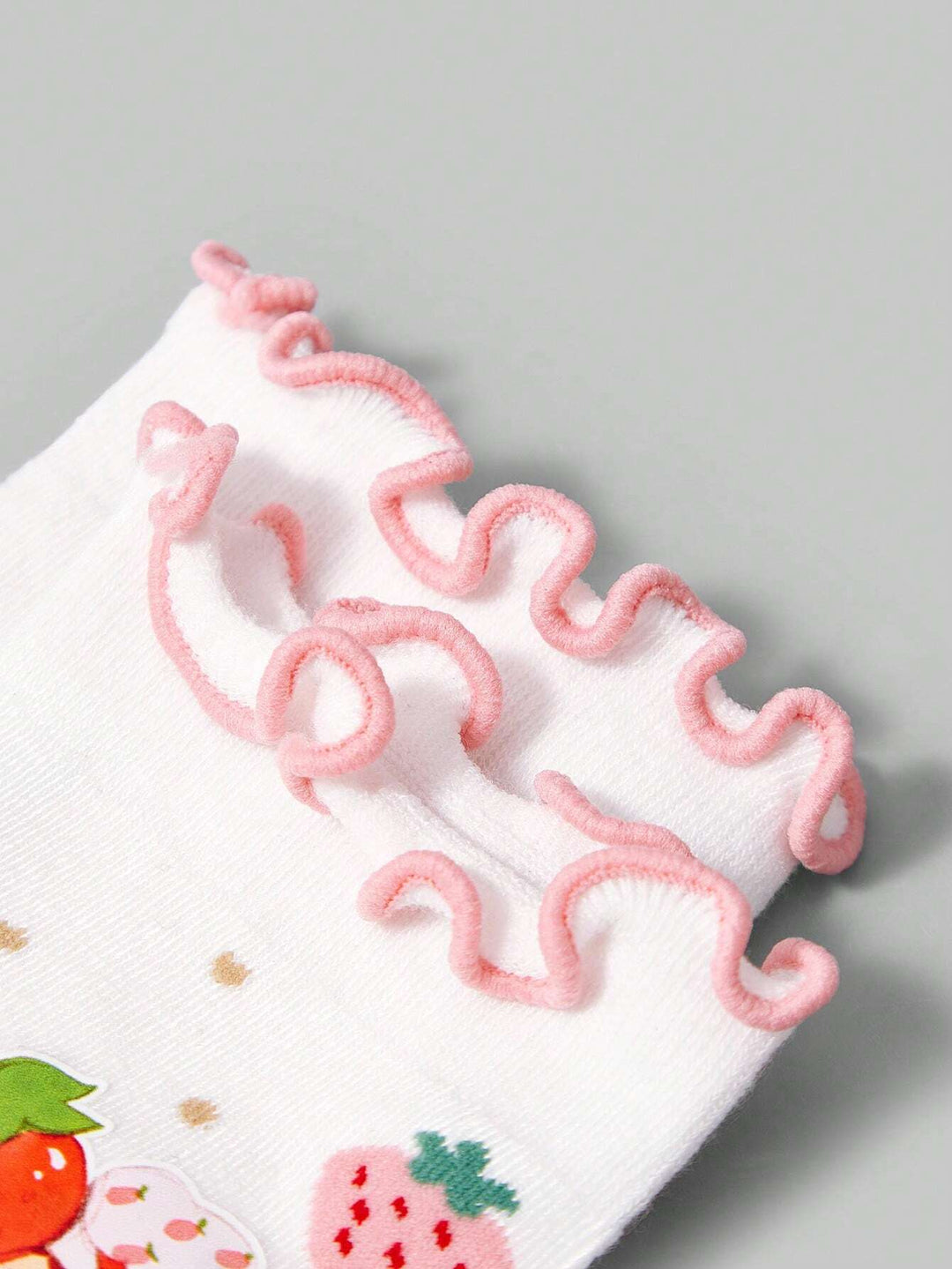 Luxury Strawberry Ruffle Socks for Women – Vintage Chic Mid-Calf Elegance