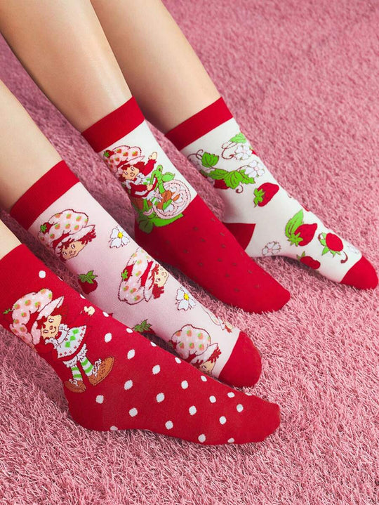 3 Pairs Soft & Breathable Cartoon Striped Mid-Calf Socks