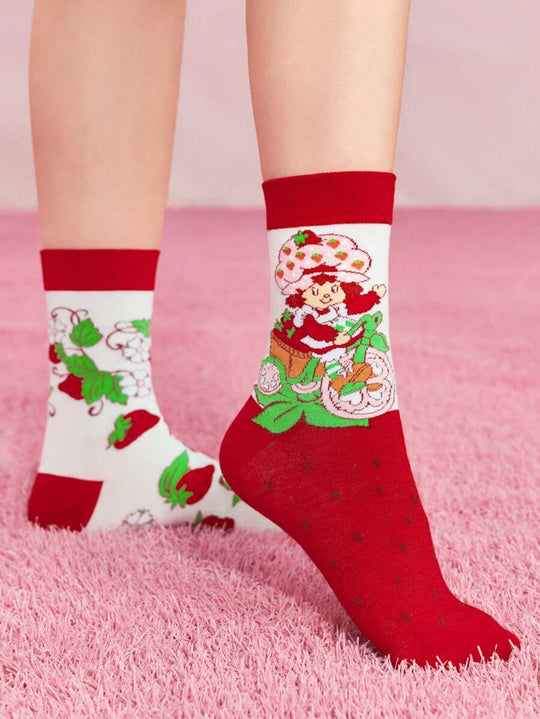 3 Pairs Soft & Breathable Cartoon Striped Mid-Calf Socks