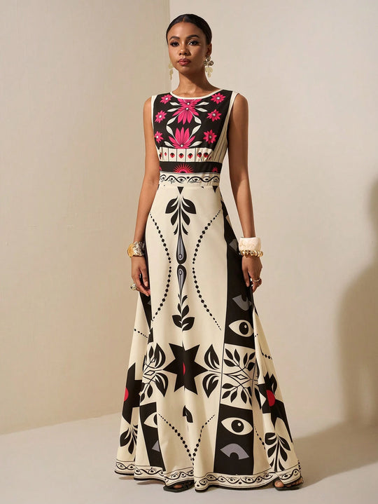 Luxury Tropical Rainforest Maxi Dress | Boho Summer Outfit USA