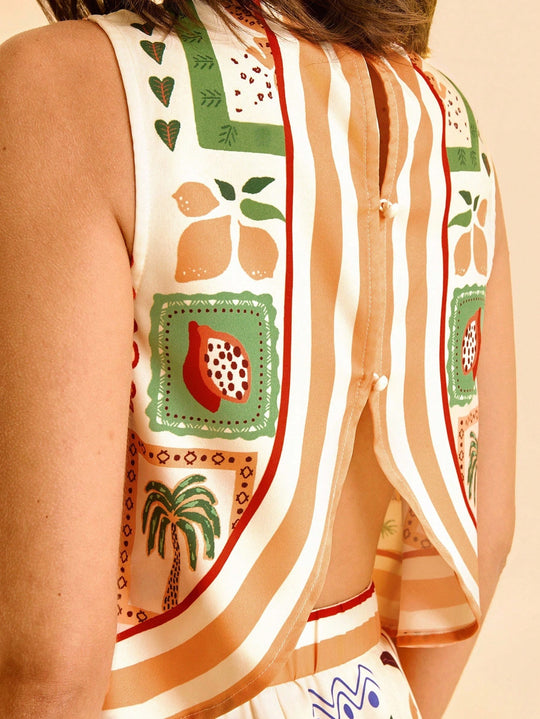 Women’s Casual Summer Fun Print Sleeveless Vest