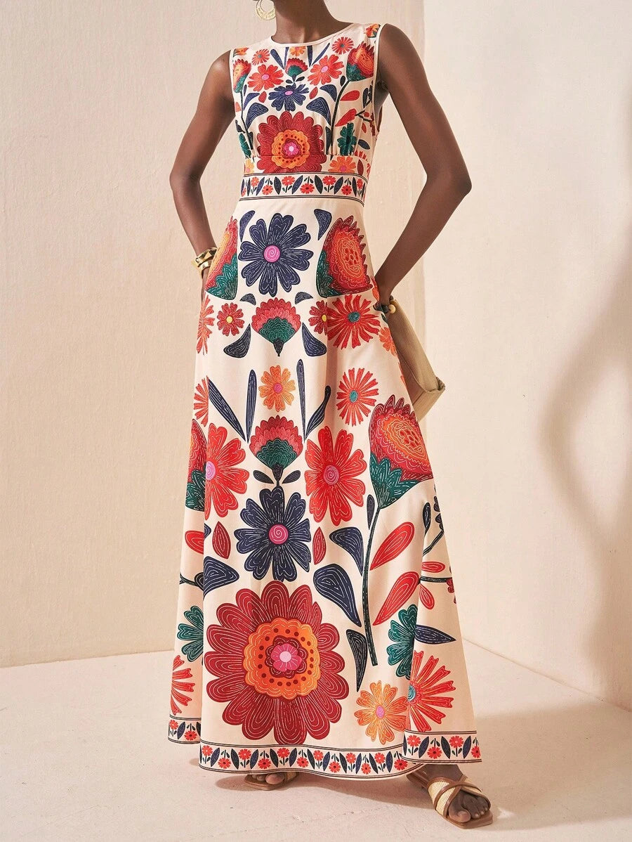 Luxury Tropical Rainforest Maxi Dress | Boho Summer Outfit USA