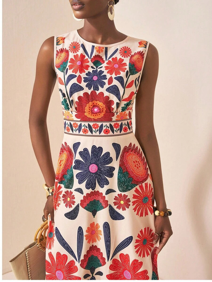 Luxury Tropical Rainforest Maxi Dress | Boho Summer Outfit USA