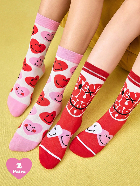 3 Pairs Soft & Breathable Cartoon Striped Mid-Calf Socks