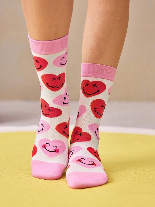 3 Pairs Soft & Breathable Cartoon Striped Mid-Calf Socks