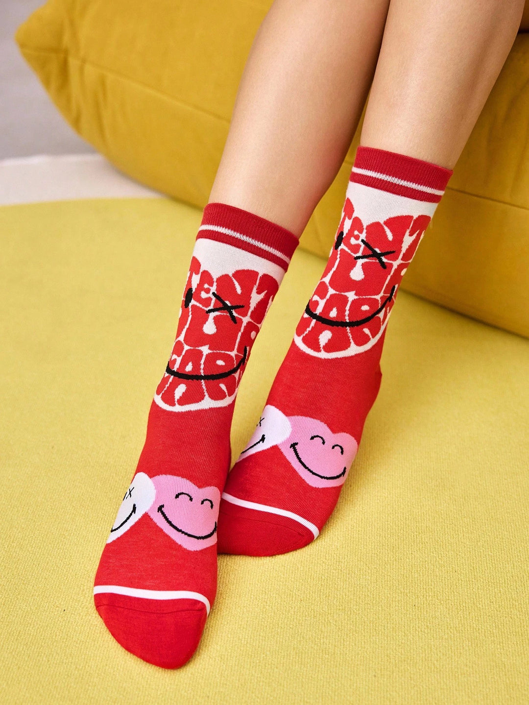 3 Pairs Soft & Breathable Cartoon Striped Mid-Calf Socks